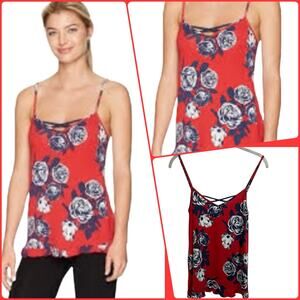 Pj Savage American Beauty Blue Rose Floral tank Size Small